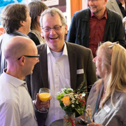 Holger Schlichting, Jürgen Blaß und Andrea Jansen beim Empfang 25 Jahre PRAXISFELD