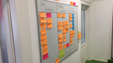 Kanban-Board, an der Wand montiert